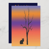 猫および木のハロウィンの招待状 招待状 (正面/裏面)