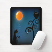 猫および気球 マウスパッド (マウス)