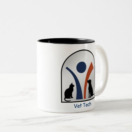 猫および犬とのカスタムな獣医動物のロゴ ツートーンマグカップ (正面右)