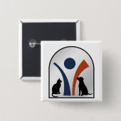 猫および犬との獣医動物のロゴ 缶バッジ (正面&裏面)