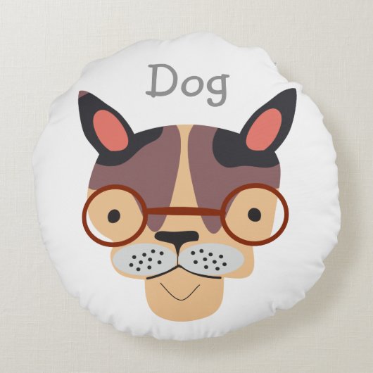 猫および犬の子供のイラストレーションの枕 ラウンドクッション (裏面)