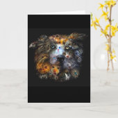 猫および犬の挨拶状 カード (黄色い花)