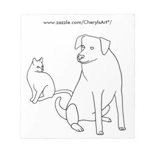 猫および犬の着席の着色のメモ帳 ノートパッド