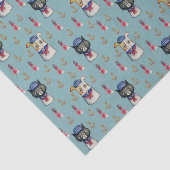 猫および犬の船員の航海のな水彩画パターン 薄葉紙 (詳細)