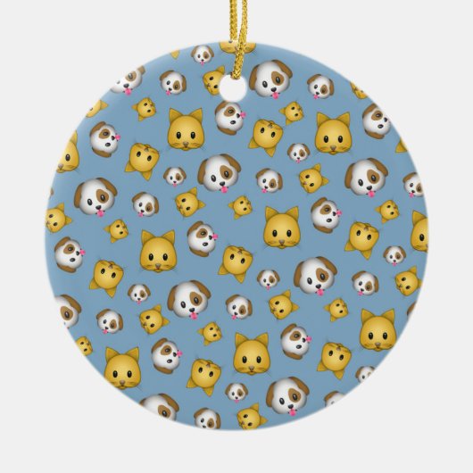 猫および犬のEmojiパターン セラミックオーナメント (正面)