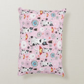 猫および花のパターン アクセントクッション (裏面(縦))