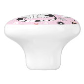 猫および花のパターン セラミックノブ (側面)