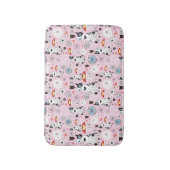 猫および花のパターン バスマット (正面縦)