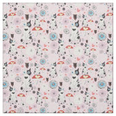 猫および花のパターン ファブリック (見本)