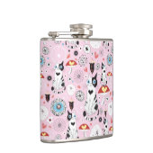 猫および花のパターン フラスク (右)