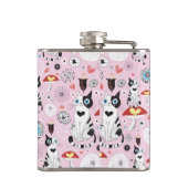 猫および花のパターン フラスク (裏面)