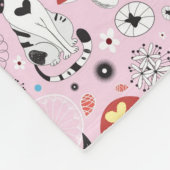 猫および花のパターン フリースブランケット (角)