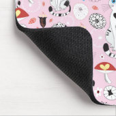 猫および花のパターン マウスパッド (コーナー)