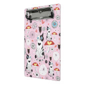 猫および花のパターン ミニクリップボード (アングル2)