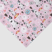 猫および花のパターン 薄葉紙 (詳細)