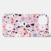 猫および花のパターン Case-Mate iPhoneケース (裏面 (横))
