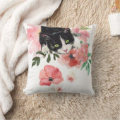 猫および花の装飾用クッション16" x 16" クッション (ブランケット)