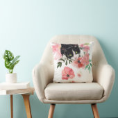 猫および花の装飾用クッション16" x 16" クッション (椅子)