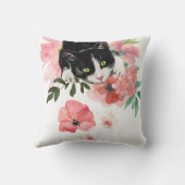 猫および花の装飾用クッション16" x 16" クッション (裏面)