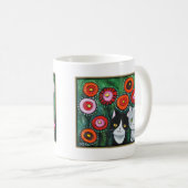 猫および花カラフルな猫のマグ猫のグラフィックアート コーヒーマグカップ (正面右)