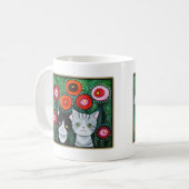 猫および花カラフルな猫のマグ猫のグラフィックアート コーヒーマグカップ (正面左)
