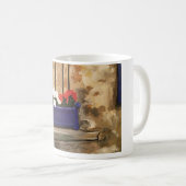 猫および花箱を特色にするマグ コーヒーマグカップ (正面右)