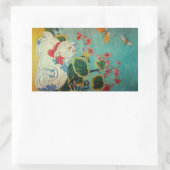 猫および蝶、Suzuki Harunobu 長方形シール (バッグ)