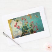 猫および蝶、Suzuki Harunobu 長方形シール (封筒)