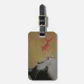 猫および魚の荷物のラベル ラゲッジタグ (正面縦)