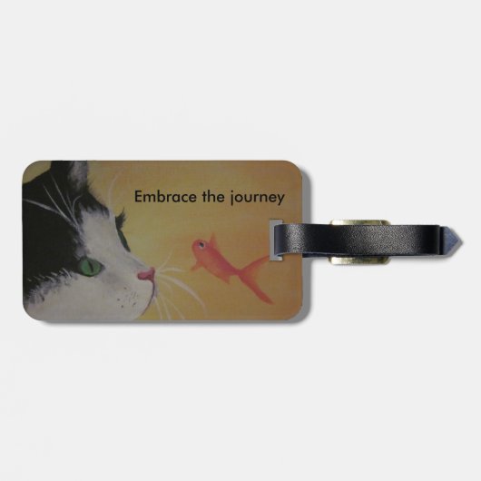 猫および魚の荷物のラベル ラゲッジタグ (裏面横)