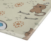 猫および魚パターン カッティングボード (角)