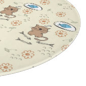 猫および魚パターン カッティングボード (角)