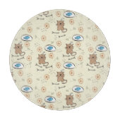 猫および魚パターン カッティングボード (正面)