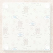 猫および魚パターン ガラスコースター (裏面)