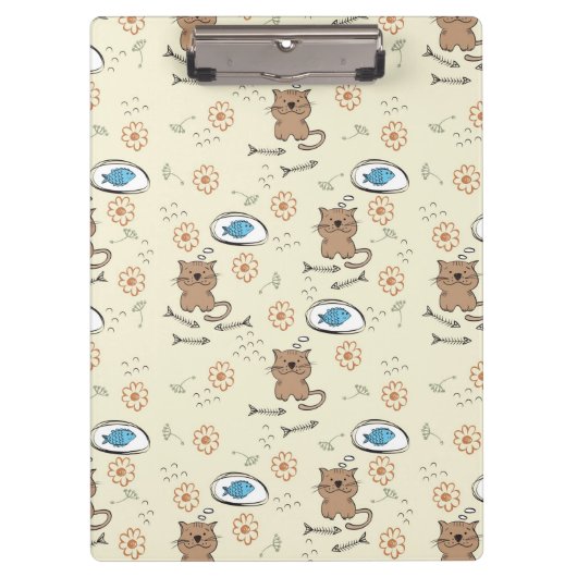 猫および魚パターン クリップボード (正面)