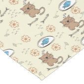 猫および魚パターン ショートテーブルランナー (コーナー)