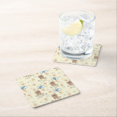 猫および魚パターン スクエアペーパーコースター (インサイチュ)