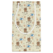 猫および魚パターン スモールペーパーバッグ (正面)