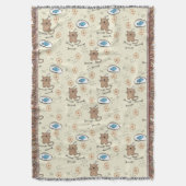 猫および魚パターン スローブランケット (正面縦)