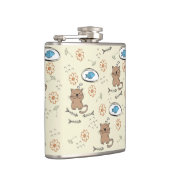 猫および魚パターン フラスク (右)