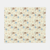 猫および魚パターン フリースブランケット (正面(横))