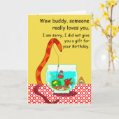 猫および魚ボールのバースデー・カード カード (黄色い花)