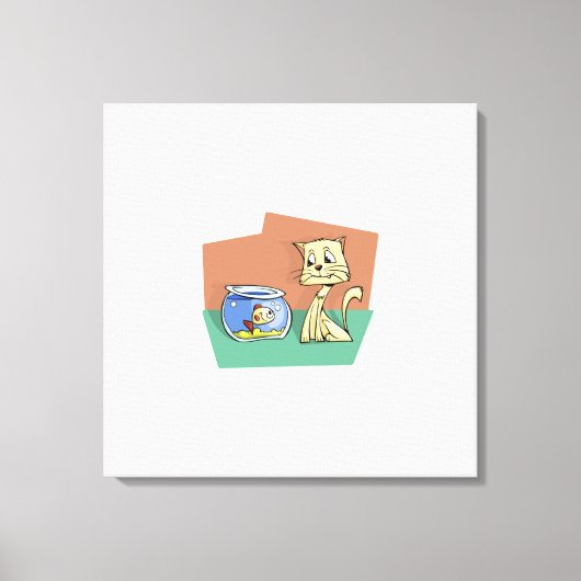 猫および魚ボールのclipart キャンバスプリント (正面)