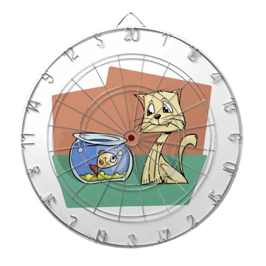 猫および魚ボールのclipart ダーツボード (正面)