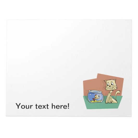 猫および魚ボールのclipart ノートパッド (正面)