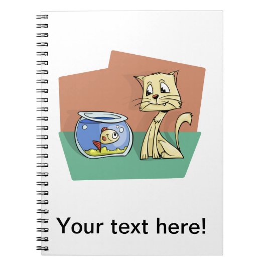 猫および魚ボールのclipart ノートブック (正面)