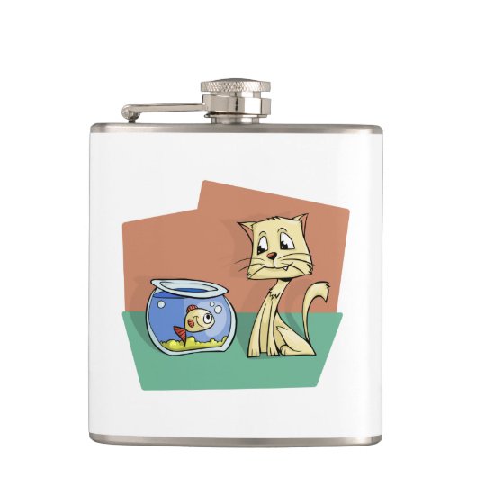 猫および魚ボールのclipart フラスク (正面)