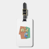 猫および魚ボールのclipart ラゲッジタグ (正面縦)