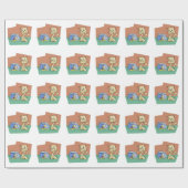 猫および魚ボールのclipart ラッピングペーパー (フラット)