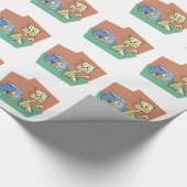 猫および魚ボールのclipart ラッピングペーパー (コーナー)